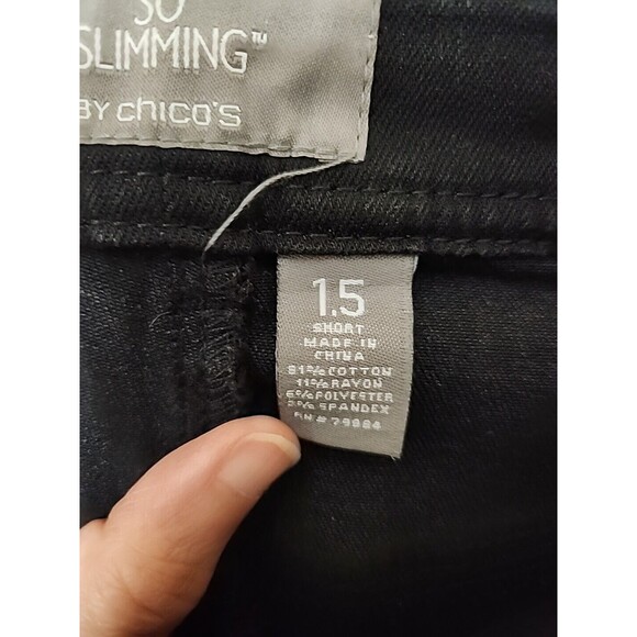 Chicos So Slimming Jeans Womens 1.5 US 10 Short Black Straight Leg Stretch - Picture 6 of 7